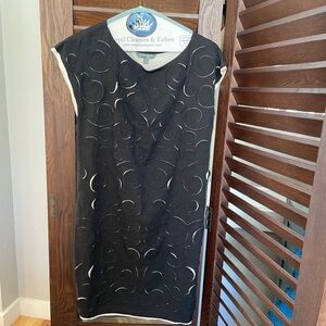 Catherine Malandrino Black Embroidered Sheer Overlay Shift Dress XS